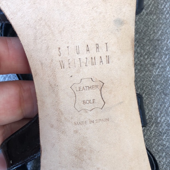 STUART WEITZMAN - Operetta Black Patent Strappy Heeled Sandals - Picture 13 of 13